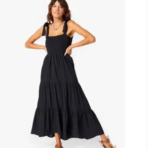 Xirena Lorraine Smocked Black Dress